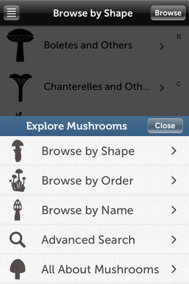 Audubon Mushrooms main menu